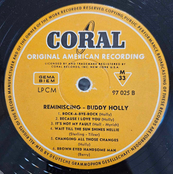 Buddy Holly : Reminiscing (LP, Album, Mono)