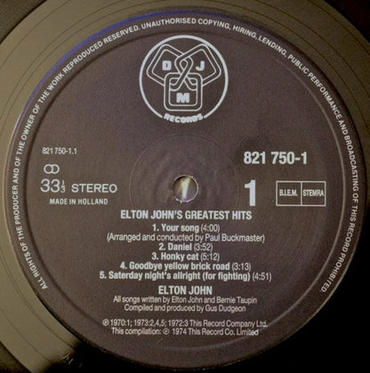 Elton John : Greatest Hits (LP, Comp, RE)