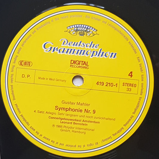 Mahler*, Bernstein*, Concertgebouworkest : Symphonie No.9 (2xLP + Box)