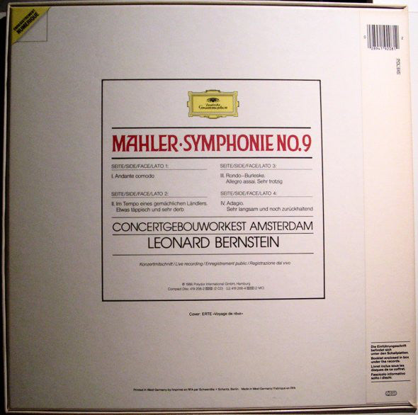 Mahler*, Bernstein*, Concertgebouworkest : Symphonie No.9 (2xLP + Box)