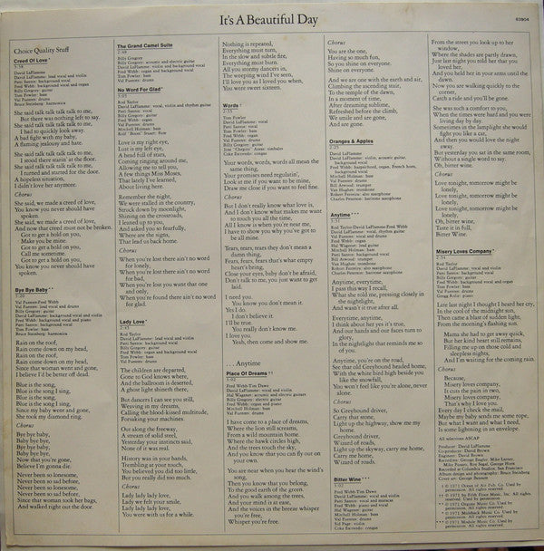 It's A Beautiful Day : Choice Quality Stuff/Anytime (LP, Album, RE)