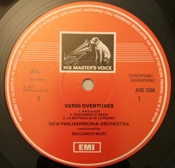 Giuseppe Verdi, Riccardo Muti, New Philharmonia Orchestra : Overtures (LP, Quad)
