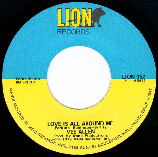 Vee Allen : Love Is All Around Me / Trying To Forget (7")
