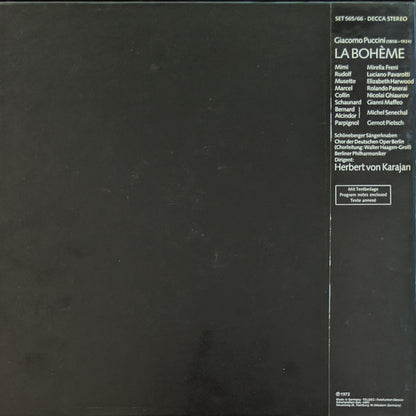 Giacomo Puccini - Luciano Pavarotti · Mirella Freni · Nicolai Ghiaurov · Elizabeth Harwood · Rolando Panerai · Gianni Maffeo · Berliner Philharmoniker · Herbert von Karajan : La Bohème (2xLP + Box)