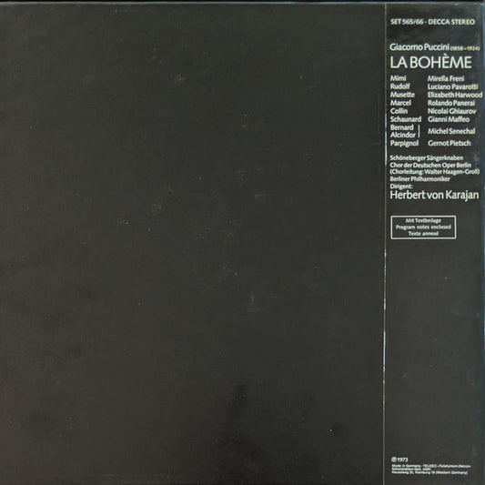 Giacomo Puccini - Luciano Pavarotti · Mirella Freni · Nicolai Ghiaurov · Elizabeth Harwood · Rolando Panerai · Gianni Maffeo · Berliner Philharmoniker · Herbert von Karajan : La Bohème (2xLP + Box)