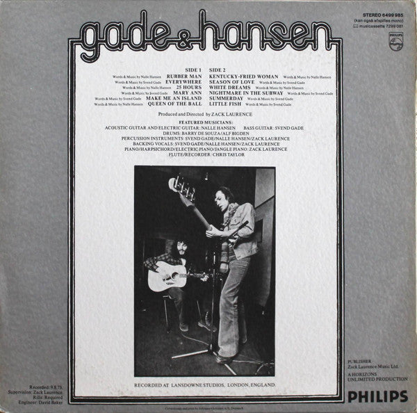 Gade & Hansen : Gade & Hansen (LP, Album)