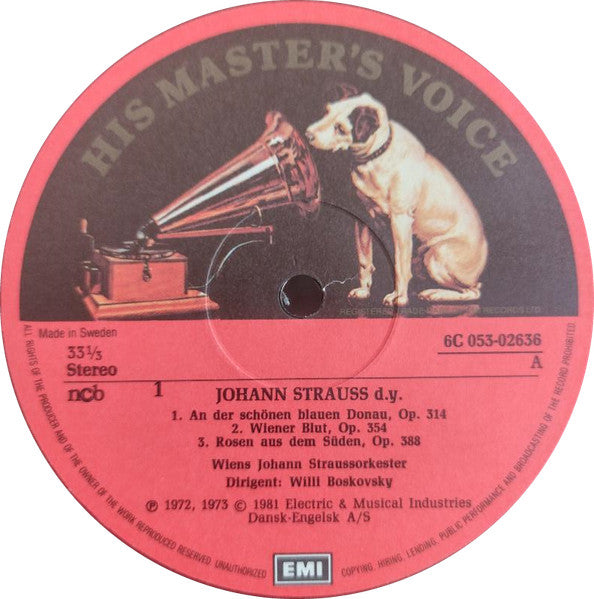 Wiens Johann Strauss-Orkester* Dirigent:  Willi Boskovsky : An Der Schönen Blauen Donau Og Andre Straussvalse (LP, Album)