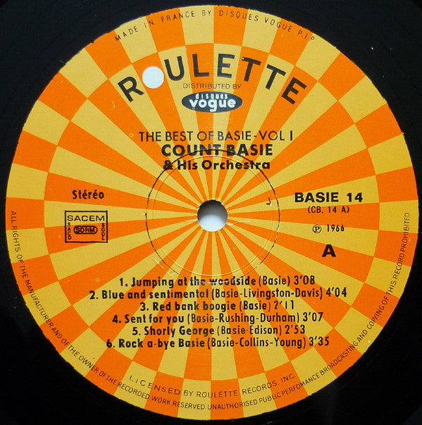 Count Basie Orchestra : The Best Of Basie Vol. 1 (LP, Comp, RE)