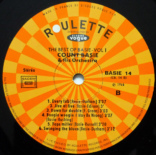 Count Basie Orchestra : The Best Of Basie Vol. 1 (LP, Comp, RE)