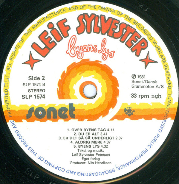 Leif Sylvester* : Byens Lys (LP, Album)