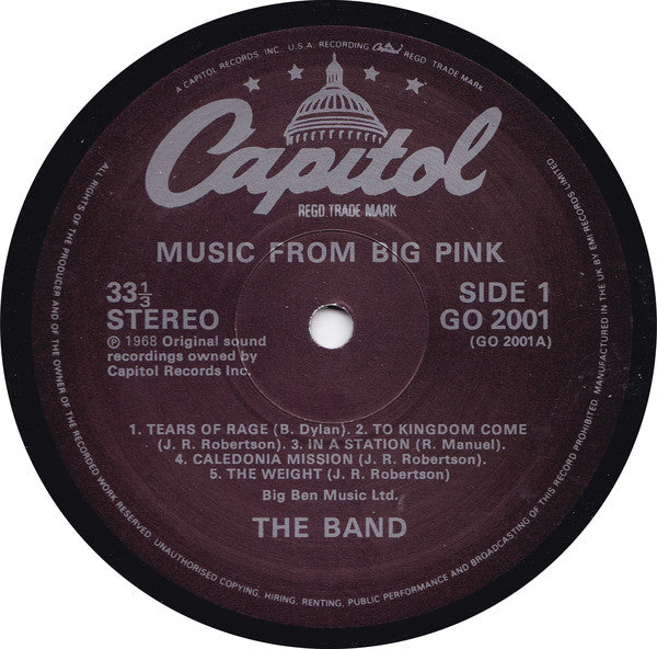 The Band : Music From Big Pink (LP, Album, RE)
