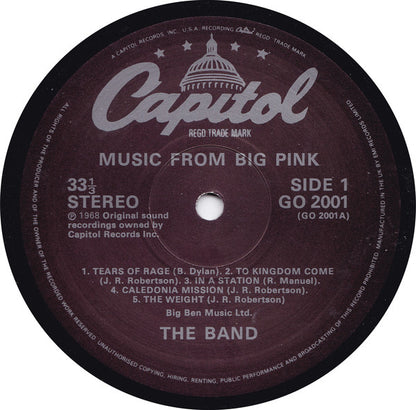 The Band : Music From Big Pink (LP, Album, RE)