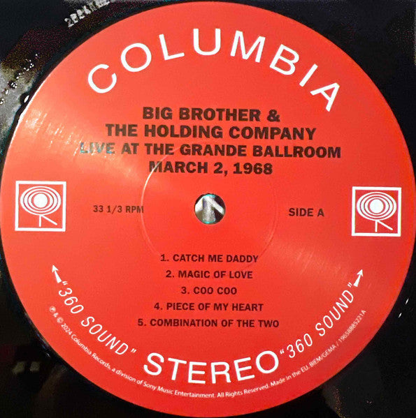Big Brother & The Holding Company Featuring Janis Joplin : Live At The Grande Ballroom, Detroit, Michigan, March 2, 1968 (LP, Album, RSD)