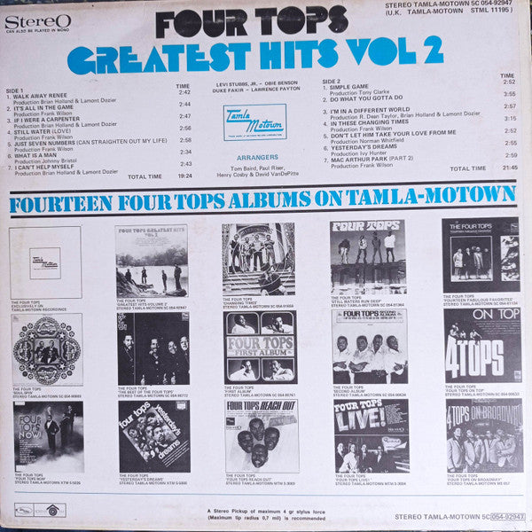 Four Tops : Greatest Hits Vol. 2 (LP, Comp, Ora)