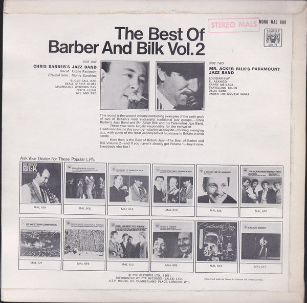Chris Barber's Jazz Band / Acker Bilk And His Paramount Jazz Band : The Best Of Barber And Bilk Volume 2 (LP, Comp)