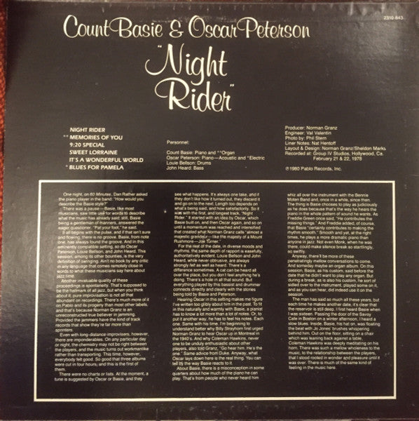 Count Basie & Oscar Peterson : Night Rider (LP, Album)