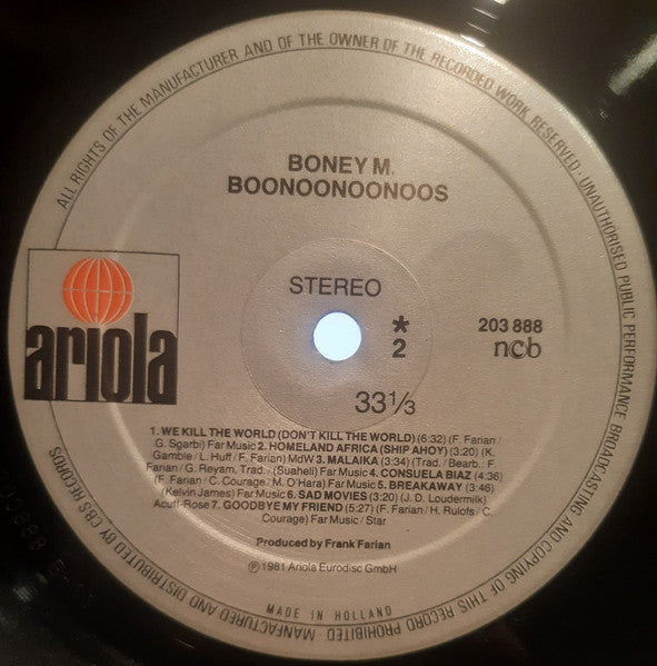 Boney M. : Boonoonoonoos (LP, Album, Hal)
