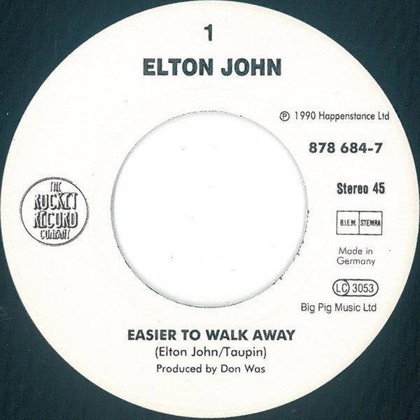 Elton John : Easier To Walk Away (7", Single)