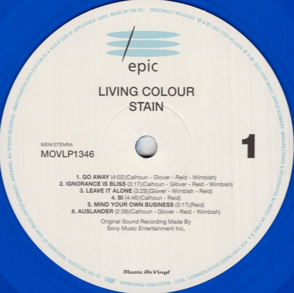 Living Colour : Stain (LP, Album, Ltd, Num, RE, Blu)