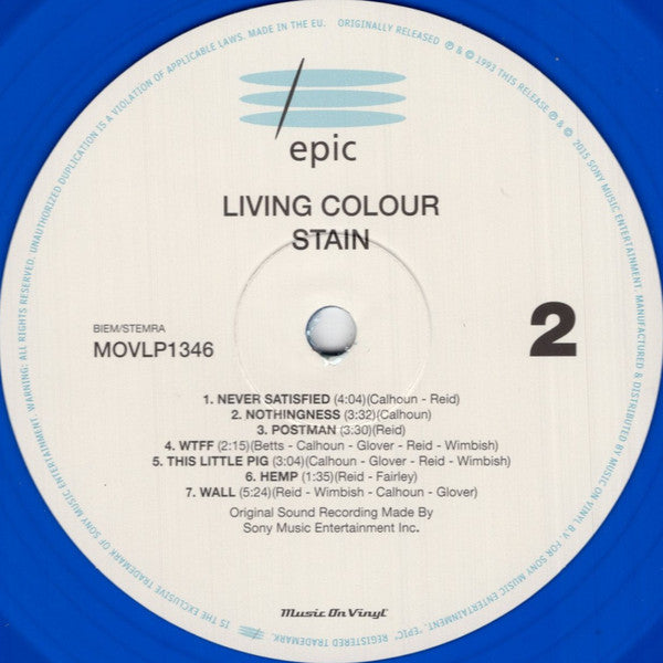 Living Colour : Stain (LP, Album, Ltd, Num, RE, Blu)