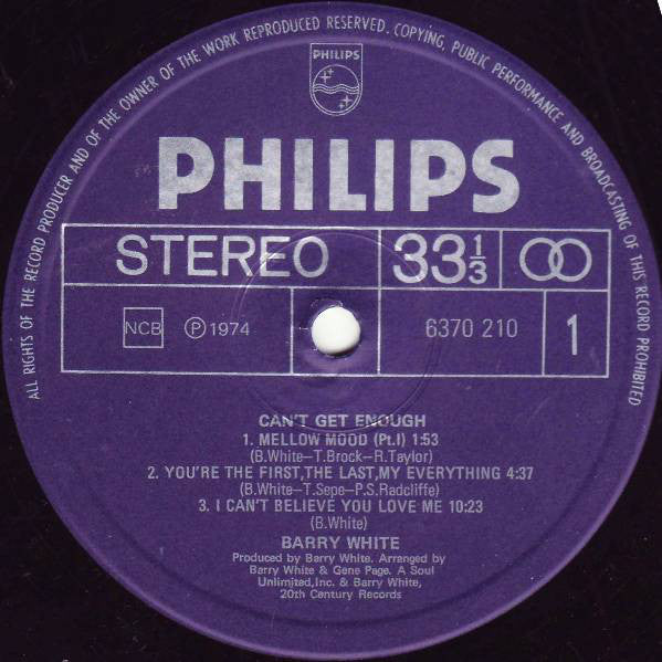 Barry White : Can't Get Enough (LP, Album)