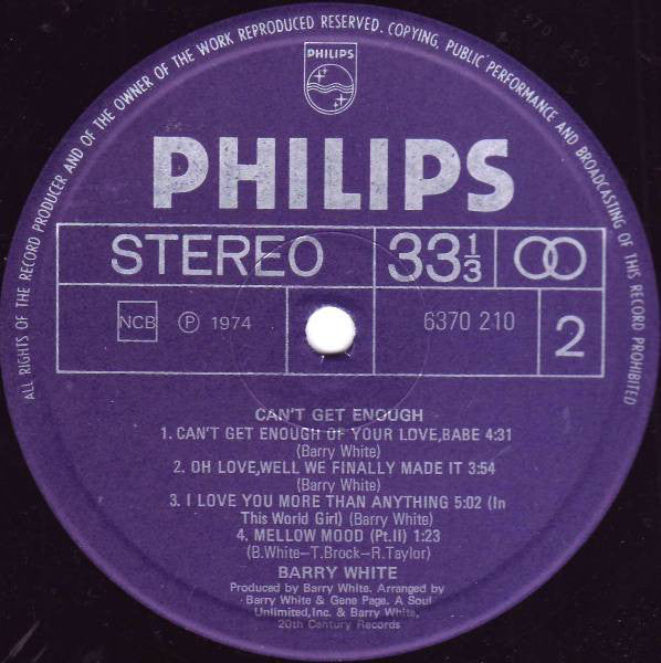 Barry White : Can't Get Enough (LP, Album)