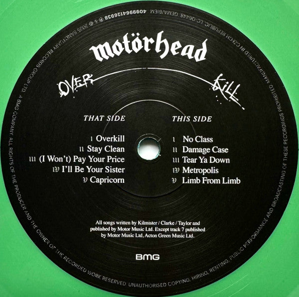 Motörhead : Overkill (LP, Album, Ltd, RE, Blu)