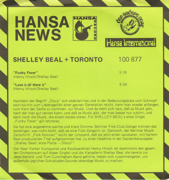 Shelley Beal And Toronto (7) : Funky Fever (7", Single)