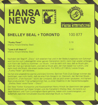Shelley Beal And Toronto (7) : Funky Fever (7", Single)