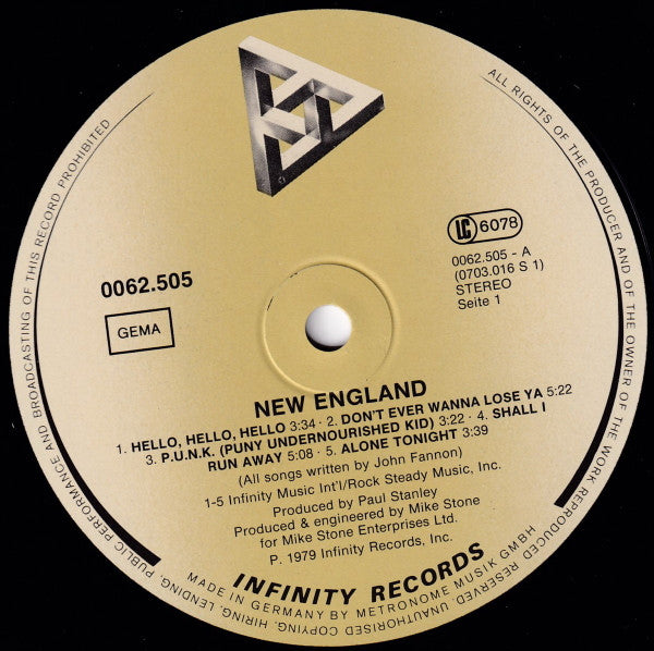 New England : New England (LP, Album)
