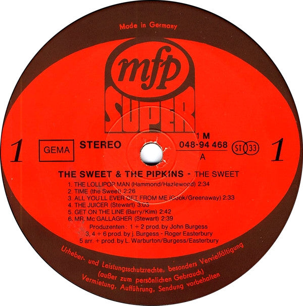 The Sweet & The Pipkins : The Sweet & The Pipkins (LP, Comp)