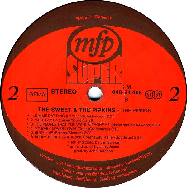 The Sweet & The Pipkins : The Sweet & The Pipkins (LP, Comp)