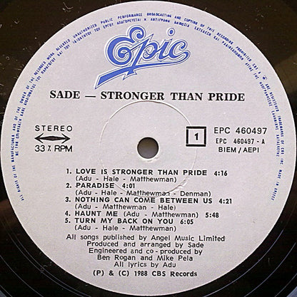 Sade : Stronger Than Pride (LP, Album)