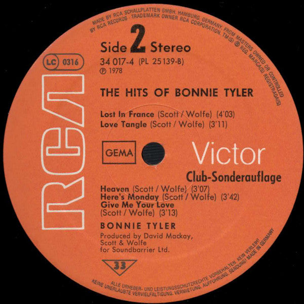 Bonnie Tyler : The Hits Of Bonnie Tyler (LP, Comp, Club)