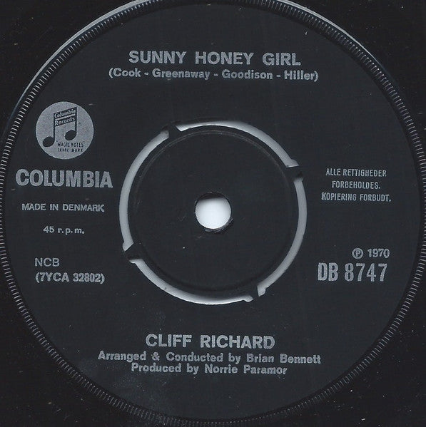 Cliff Richard : Sunny Honey Girl (7", Pus)
