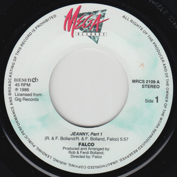 Falco : Jeanny (Part 1) (7", Single)
