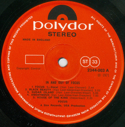 Focus (2) : In And Out Of Focus (LP, Album, RE)