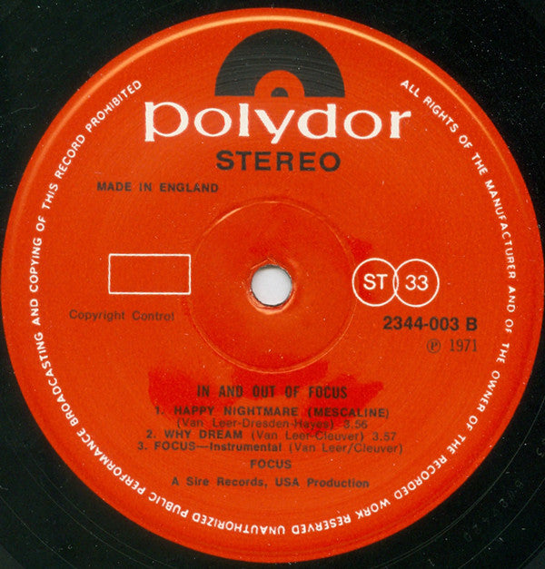 Focus (2) : In And Out Of Focus (LP, Album, RE)