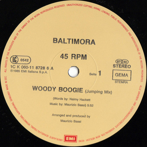 Baltimora : Woody Boogie (Jumping Mix) (12", Maxi)