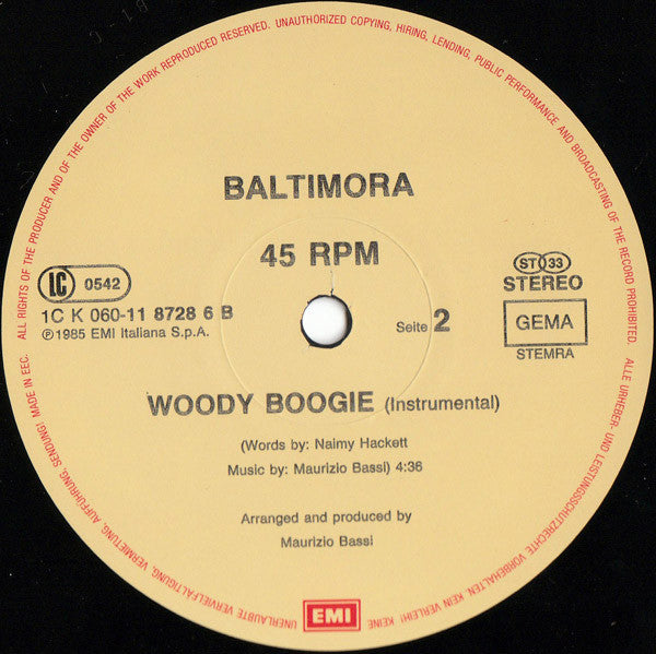 Baltimora : Woody Boogie (Jumping Mix) (12", Maxi)