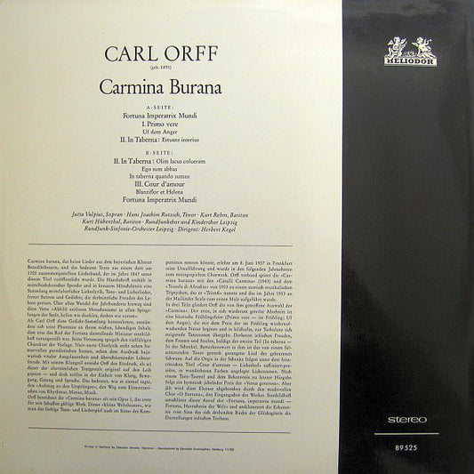Carl Orff : Carmina Burana (LP, RE)