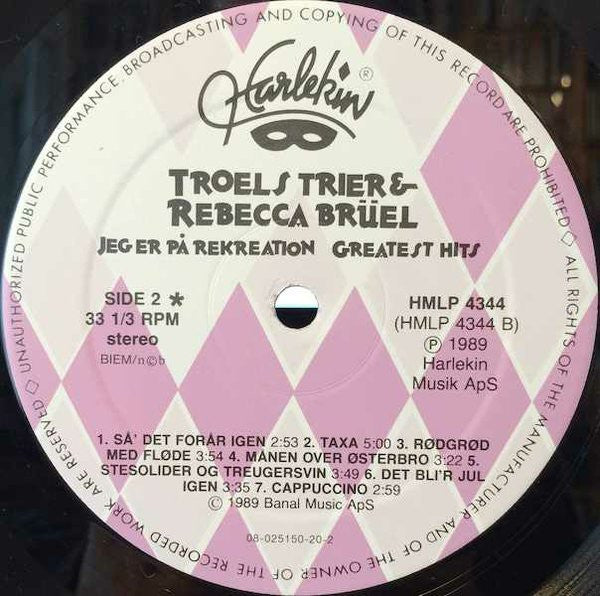 Troels Trier & Rebecca Brüel : Jeg Er På Rekreation - Greatest Hits (LP, Comp)