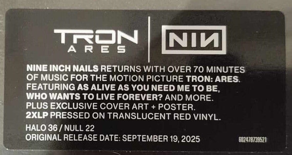 Nine Inch Nails : Tron: Ares (Original Motion Picture Soundtrack) (2xLP, Album, Red)
