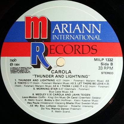 Carola (3) : Thunder And Lightning (LP, Album)
