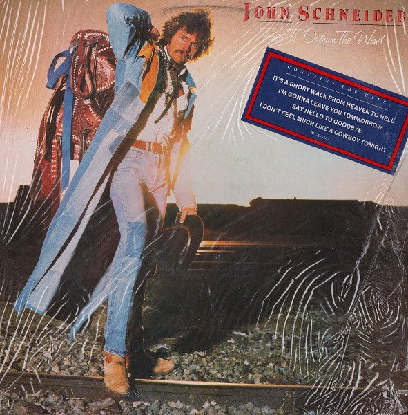 John Schneider : Tryin' To Outrun The Wind (LP, Album, Glo)