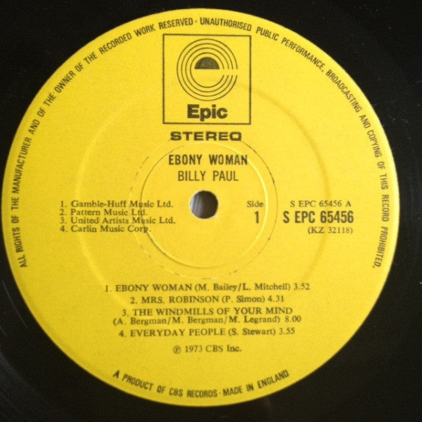 Billy Paul : Ebony Woman (LP, Album)