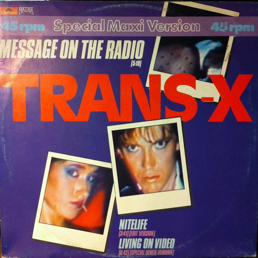 Trans-X : Message On The Radio (12", Maxi, Blu)