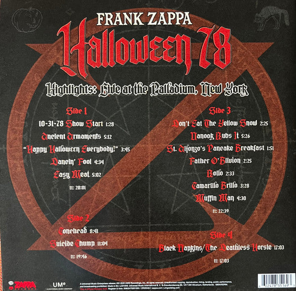 Frank Zappa : Halloween 78 Highlights: Live At The Palladium, New York (2xLP, Album, Blo)