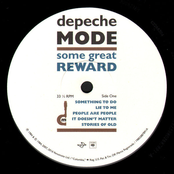 Depeche Mode : Some Great Reward (LP, Album, RE, RM, Gat)