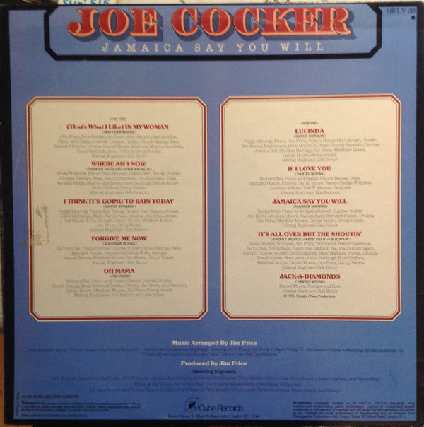 Joe Cocker : Jamaica Say You Will (LP, Album)